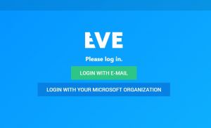 Log In Webseite für den Live-Untertiteldienst EVE